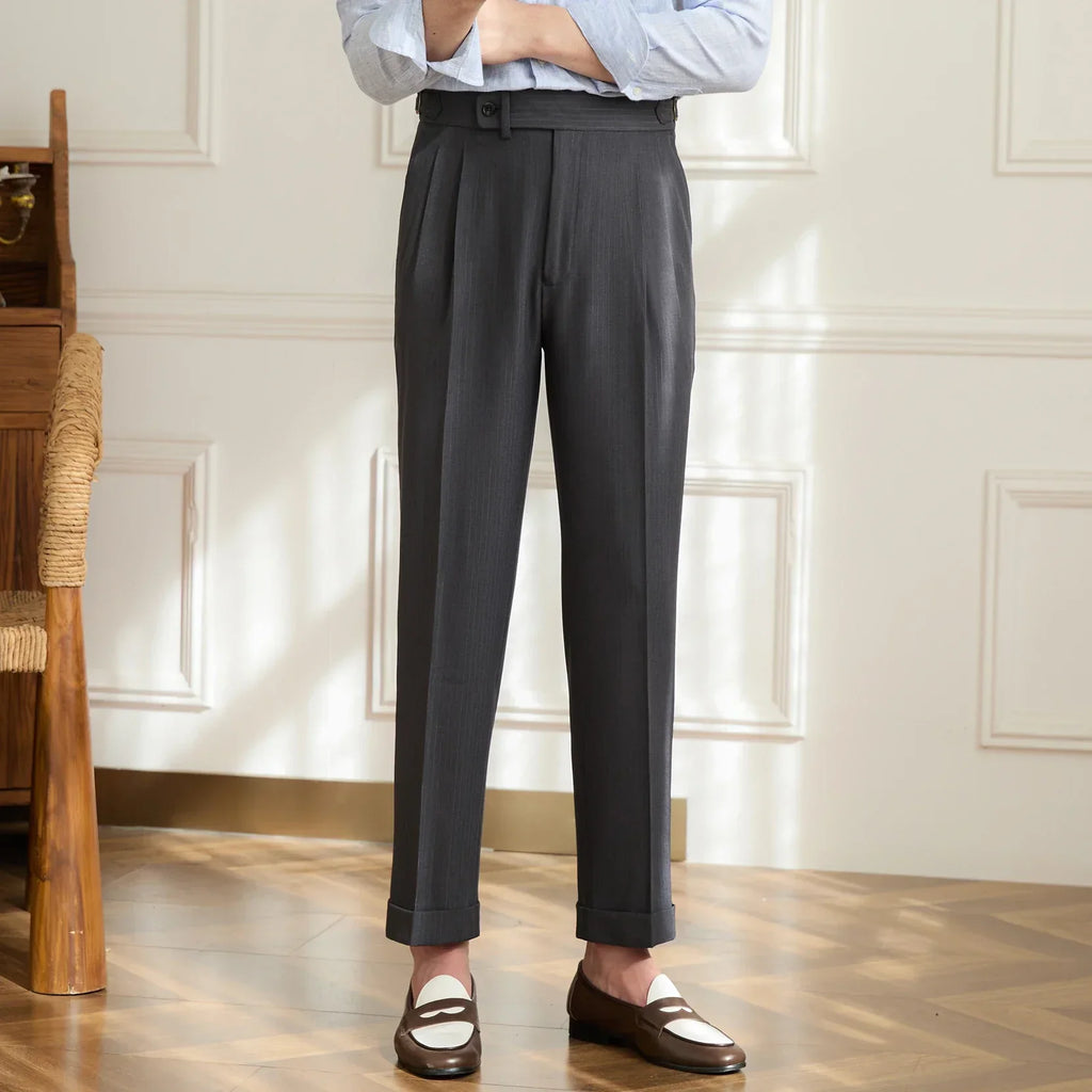 Jesolice Herren Klassische Faltenhose aus Wolle – Maßgeschneiderte Business Casual Hose mit Verstellbarem Bund Elegant — Image 5