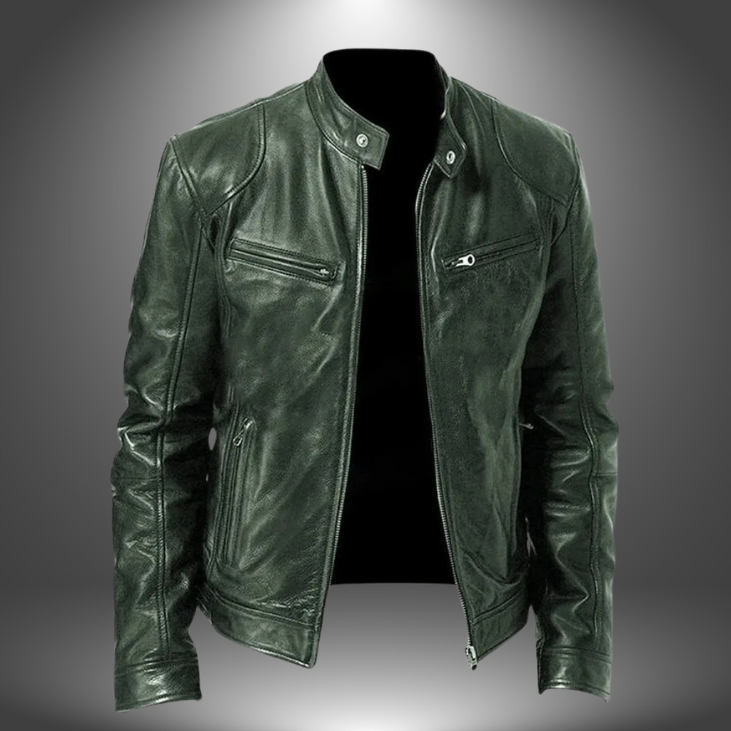 Jesolice Herren Klassische Leder Bikerjacke - Schwarz, Braun, Grün, Blau, Rot, Grau, Beige, Stilvoll — Image 10