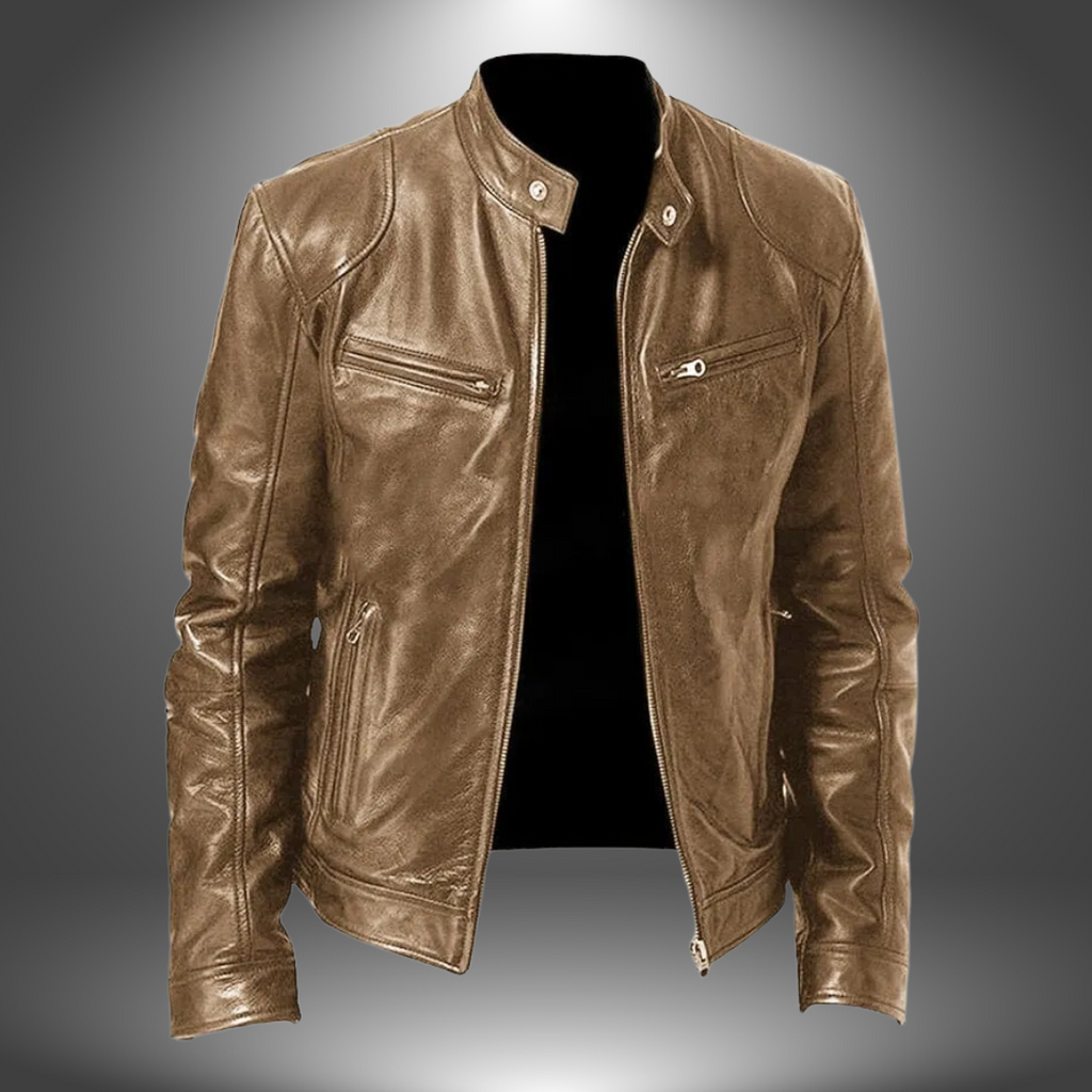 Jesolice Herren Klassische Leder Bikerjacke - Schwarz, Braun, Grün, Blau, Rot, Grau, Beige, Stilvoll — Image 14