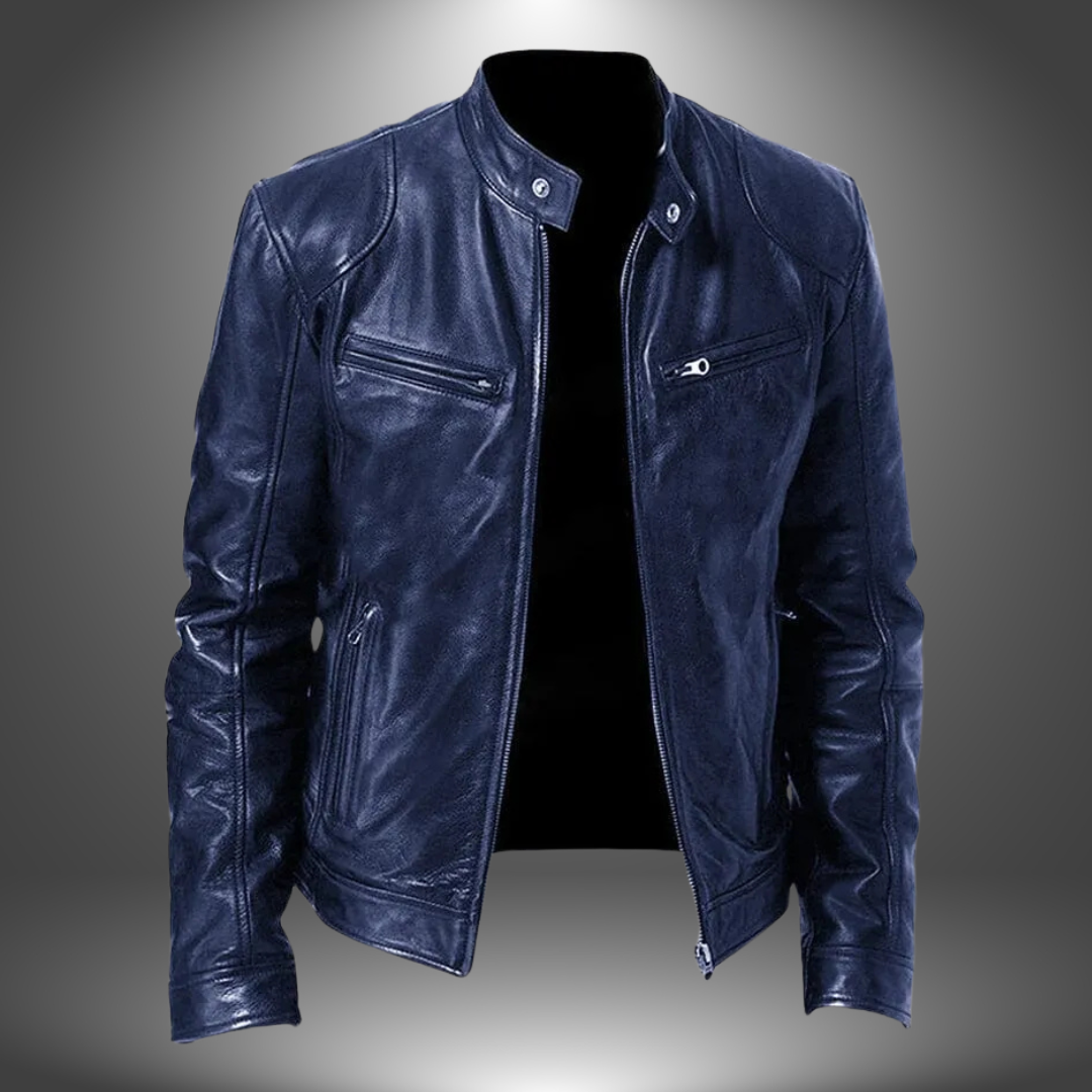 Jesolice Herren Klassische Leder Bikerjacke - Schwarz, Braun, Grün, Blau, Rot, Grau, Beige, Stilvoll — Image 4