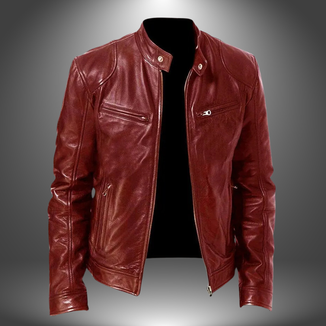 Jesolice Herren Klassische Leder Bikerjacke - Schwarz, Braun, Grün, Blau, Rot, Grau, Beige, Stilvoll — Image 5