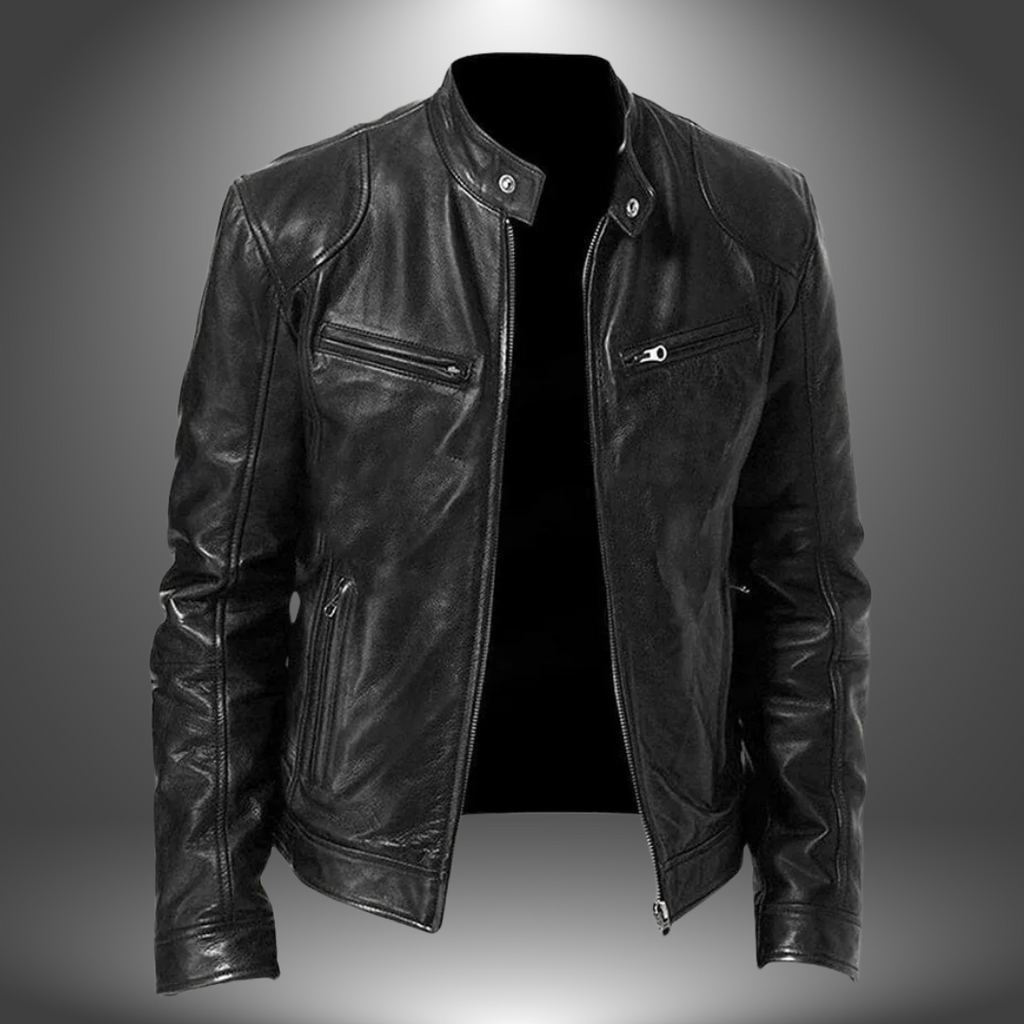 Jesolice Herren Klassische Leder Bikerjacke - Schwarz, Braun, Grün, Blau, Rot, Grau, Beige, Stilvoll — Image 8