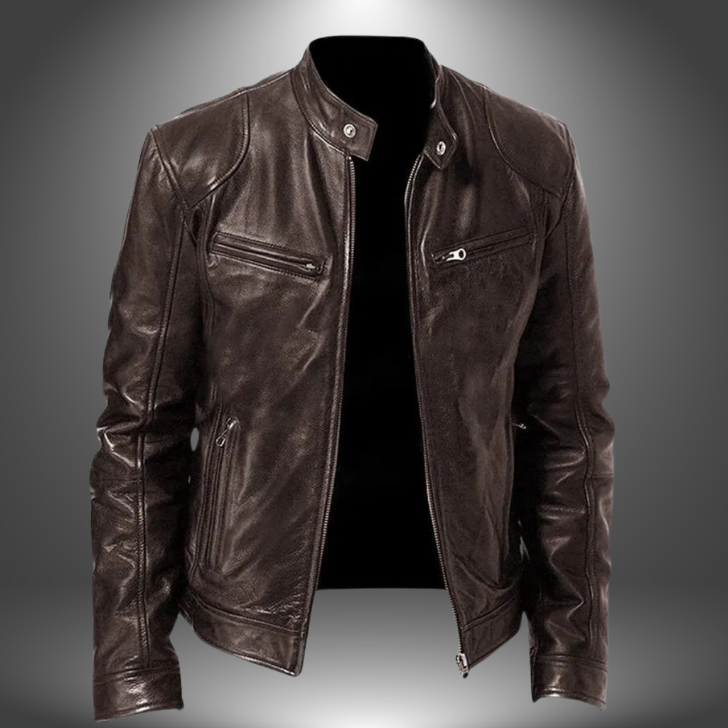 Jesolice Herren Klassische Leder Bikerjacke - Schwarz, Braun, Grün, Blau, Rot, Grau, Beige, Stilvoll — Image 9