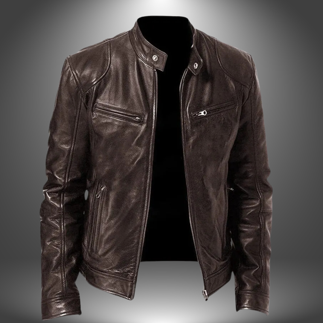 Jesolice Herren Klassische Leder Bikerjacke - Schwarz, Braun, Grün, Blau, Rot, Grau, Beige, Stilvoll — Image 9