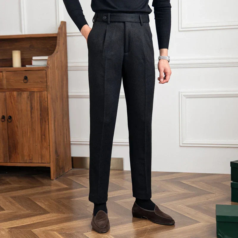 Jesolice Herren Klassische Wollmischung Plissee-Hosen – Maßgeschneiderte Formelle Anzughosen mit Umschlag Elegante — Image 2