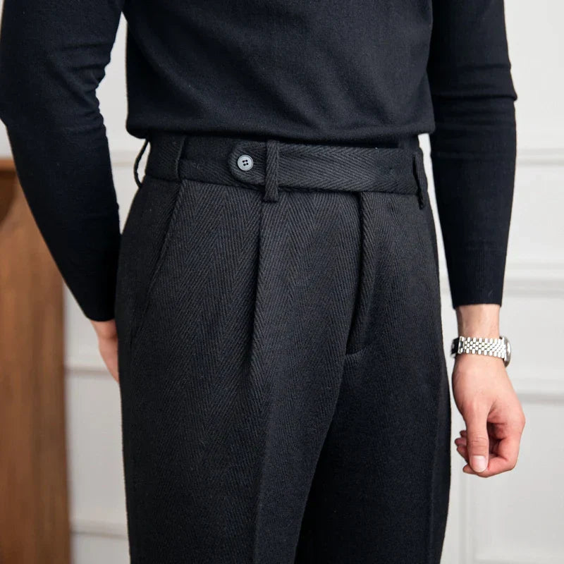 Jesolice Herren Klassische Wollmischung Plissee-Hosen – Maßgeschneiderte Formelle Anzughosen mit Umschlag Elegante — Image 3
