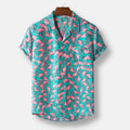 Jesolice Herren Kurzarm Flamingo Druck Hawaiianisches Hemd – Leichtes Lässiges Button-Down Strandbekleidung für Sommerpartys Stilvoll — Main Image