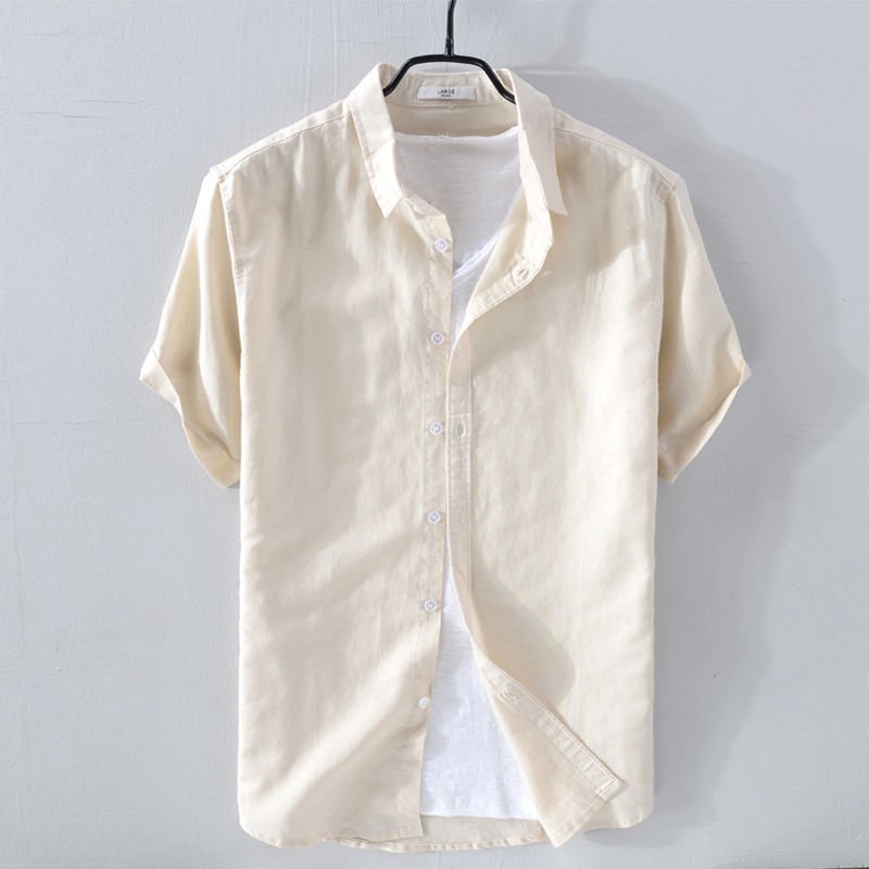 Jesolice Herren Kurzarm Hemd – Leichtes Atmungsaktives Leinenmischung Sommeroberteil Elegant — Image 12