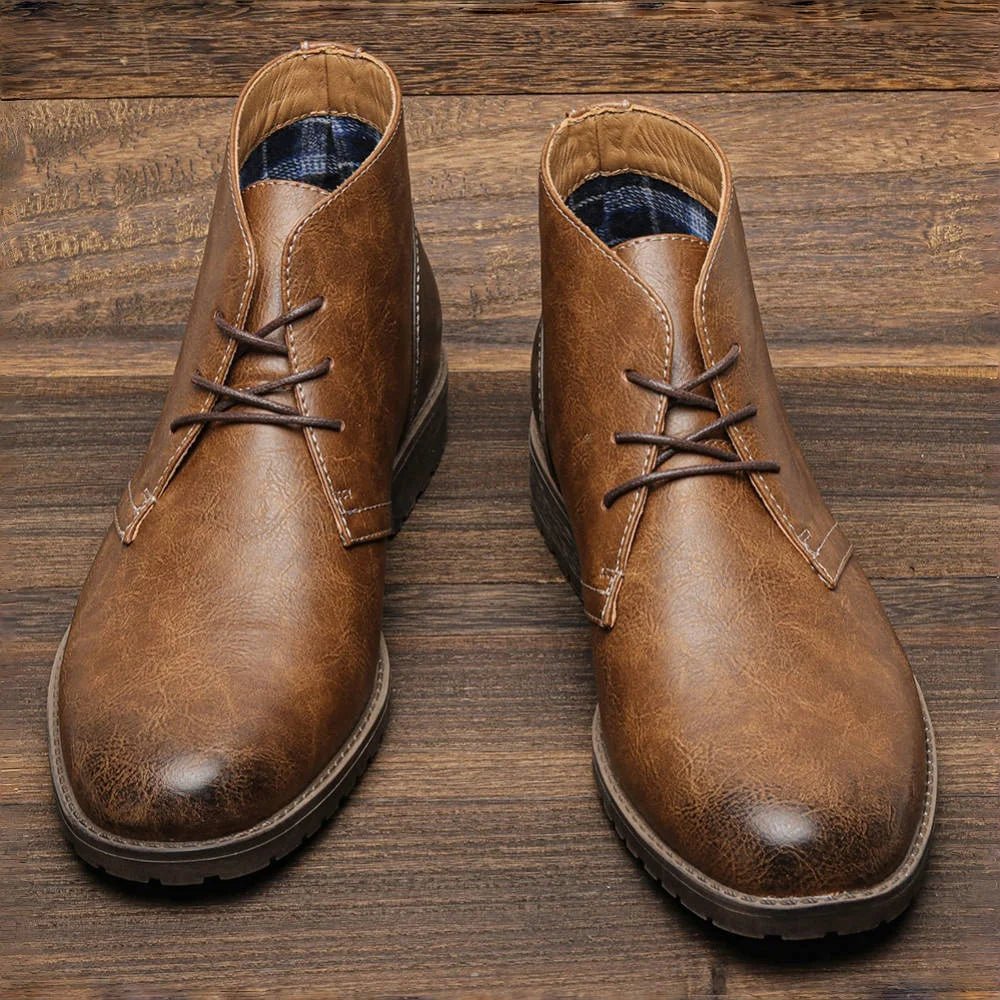 Jesolice Herren Leder Chukka Stiefel – Robuste Freizeit Ankle Boots für den Alltag mit rutschfester Sohle und eleganten — Image 3