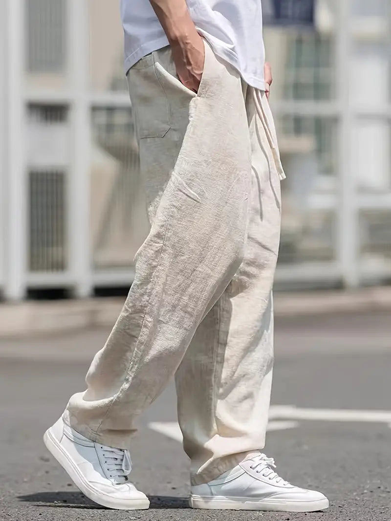 Jesolice Herren Leinenhose - Beige, Atmungsaktiv, Lässiger Schnitt, Bequem — Image 2