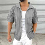 Jesolice Herren Offenes Strick Button-Up Kurzarm Cardigan – Leicht Atmungsaktives Baumwollmischung Sommer Layering Hemd Elegant — Image 4