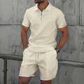 Jesolice Herren Poloshirt und Shorts Set - Beige, Schwarz, Grau, Weiß, Blau - Atmungsaktiver Stoff Elegant — Main Image