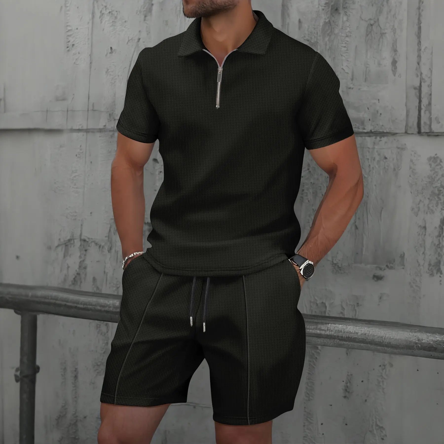 Jesolice Herren Poloshirt und Shorts Set - Beige, Schwarz, Grau, Weiß, Blau - Atmungsaktiver Stoff Elegant — Image 14