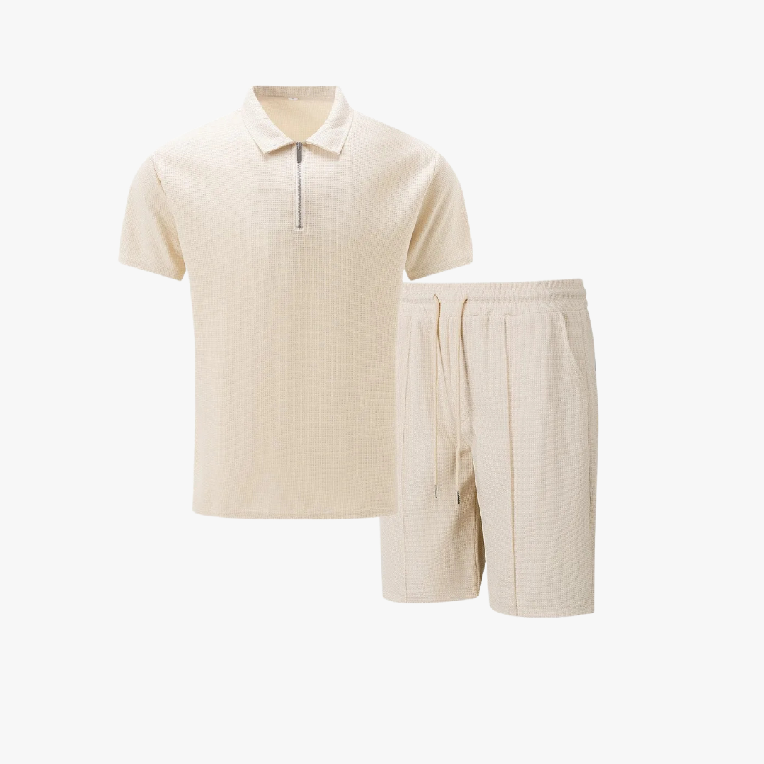 Jesolice Herren Poloshirt und Shorts Set - Beige, Schwarz, Grau, Weiß, Blau - Atmungsaktiver Stoff Elegant — Image 2