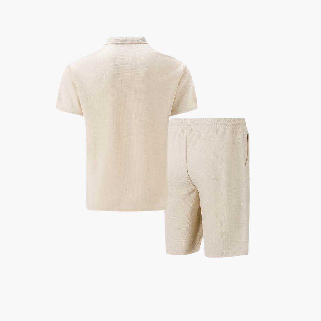 Jesolice Herren Poloshirt und Shorts Set - Beige, Schwarz, Grau, Weiß, Blau - Atmungsaktiver Stoff Elegant — Image 3