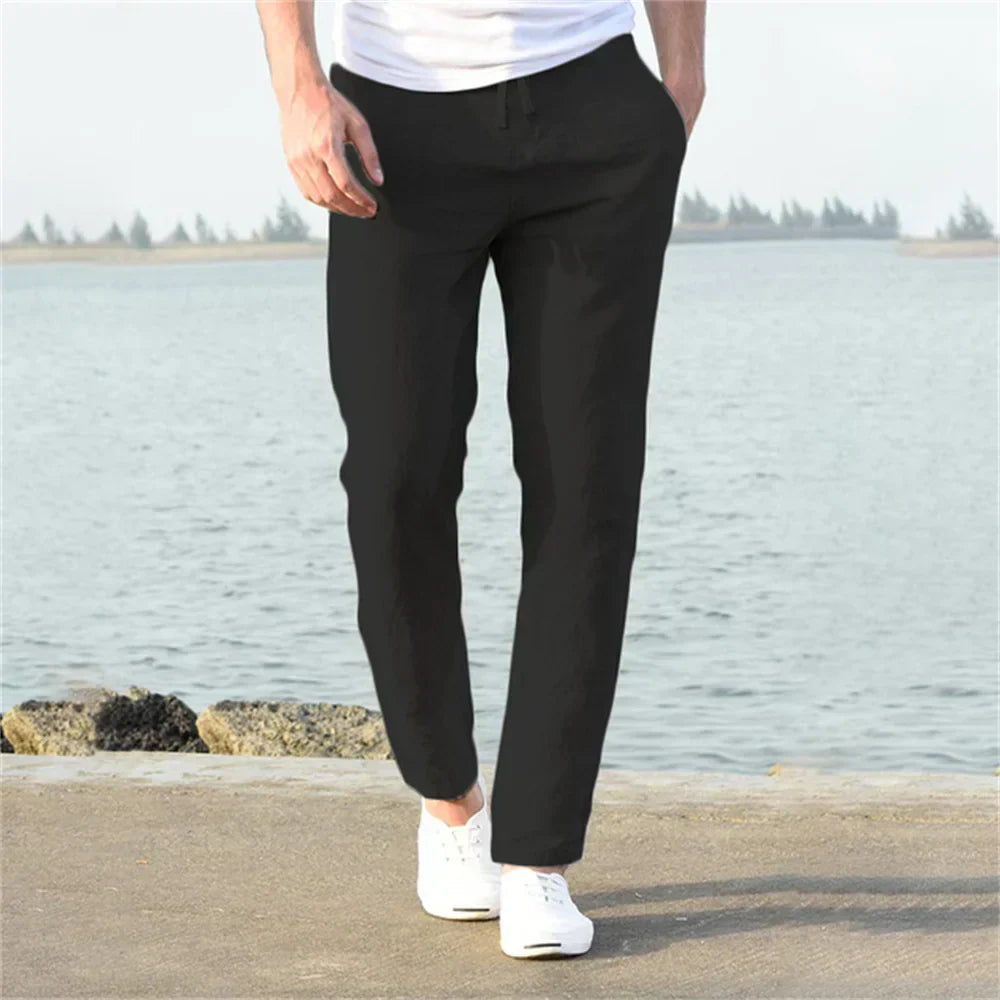 Jesolice Herren Relaxed Fit Leinenmix Jogginghose – Leichte Atmungsaktive Freizeitpants mit Elastischem Bund Bequem — Image 3