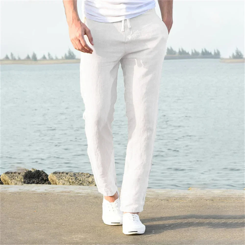 Jesolice Herren Relaxed Fit Leinenmix Jogginghose – Leichte Atmungsaktive Freizeitpants mit Elastischem Bund Bequem — Image 4