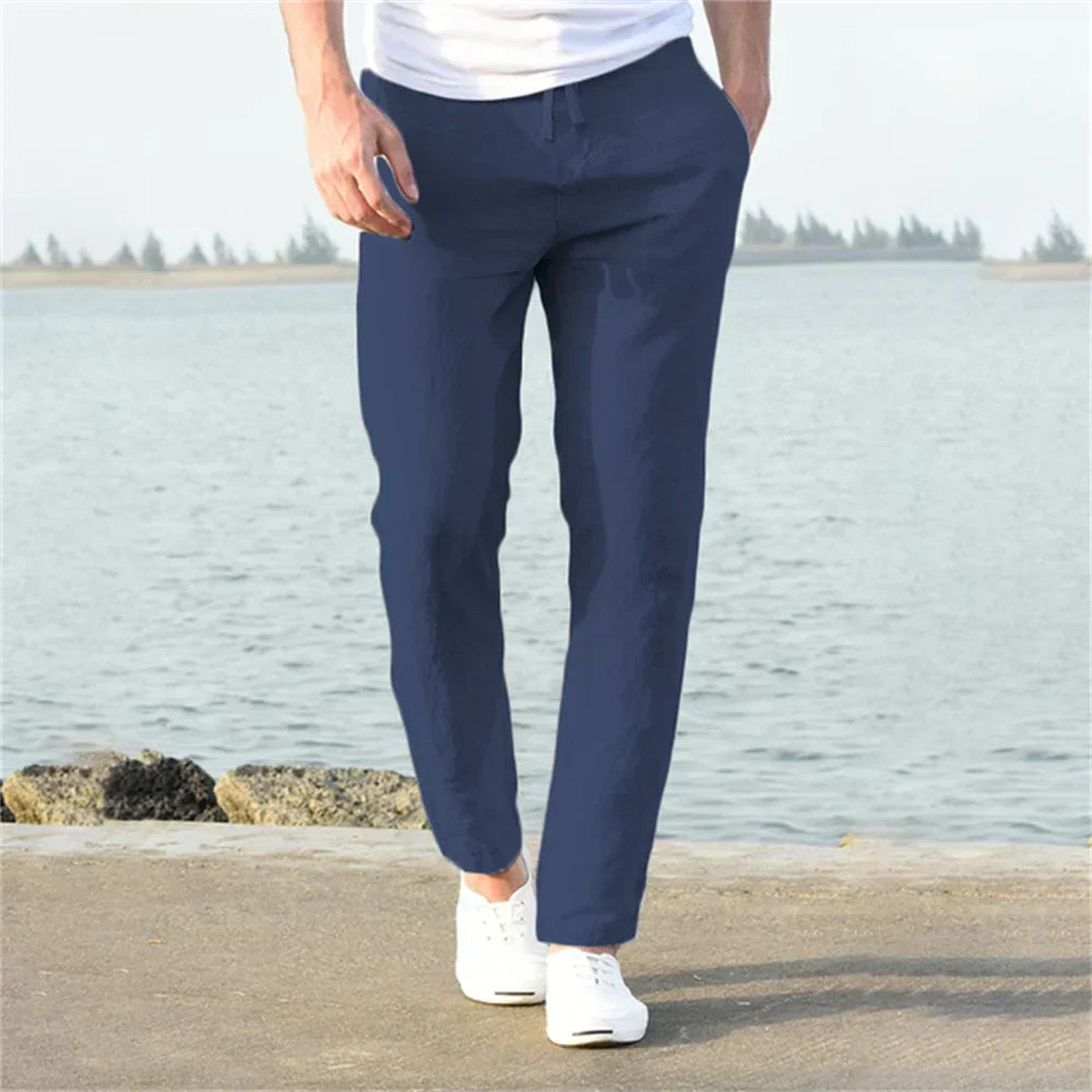 Jesolice Herren Relaxed Fit Leinenmix Jogginghose – Leichte Atmungsaktive Freizeitpants mit Elastischem Bund Bequem — Image 5