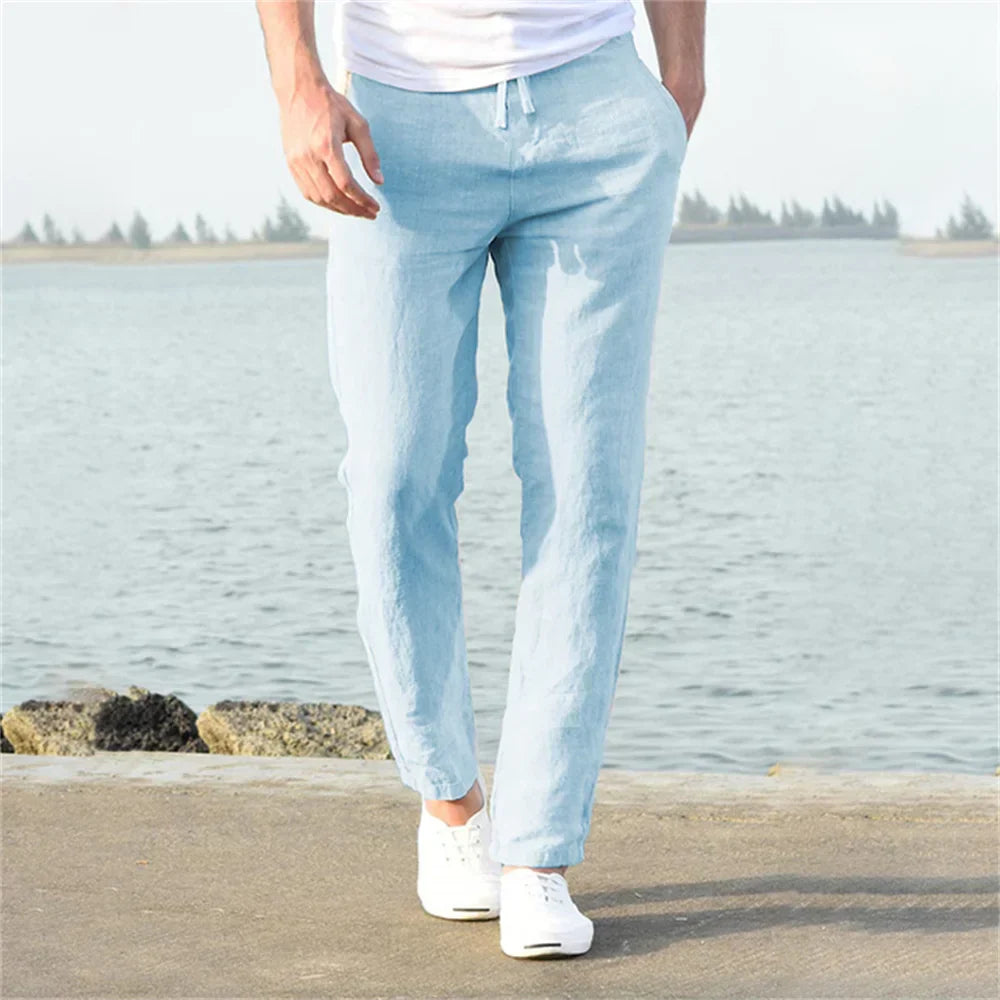 Jesolice Herren Relaxed Fit Leinenmix Jogginghose – Leichte Atmungsaktive Freizeitpants mit Elastischem Bund Bequem — Image 6