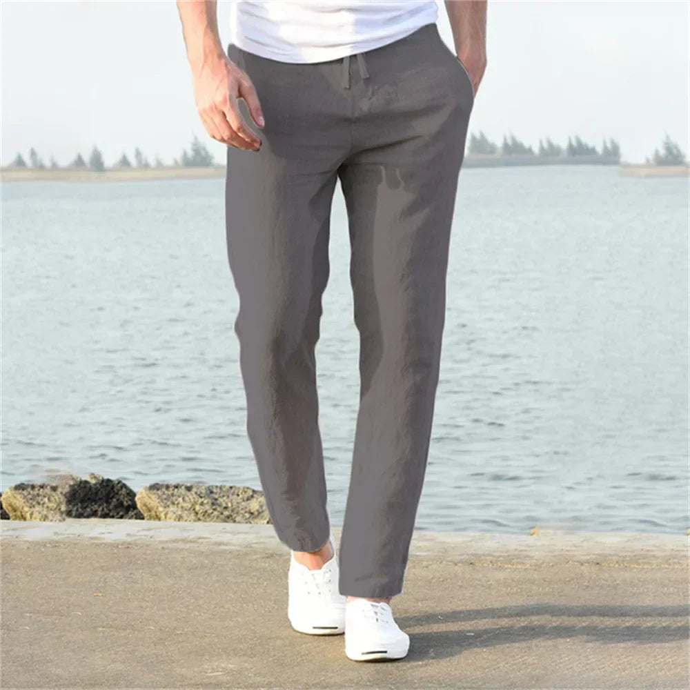 Jesolice Herren Relaxed Fit Leinenmix Jogginghose – Leichte Atmungsaktive Freizeitpants mit Elastischem Bund Bequem — Image 7