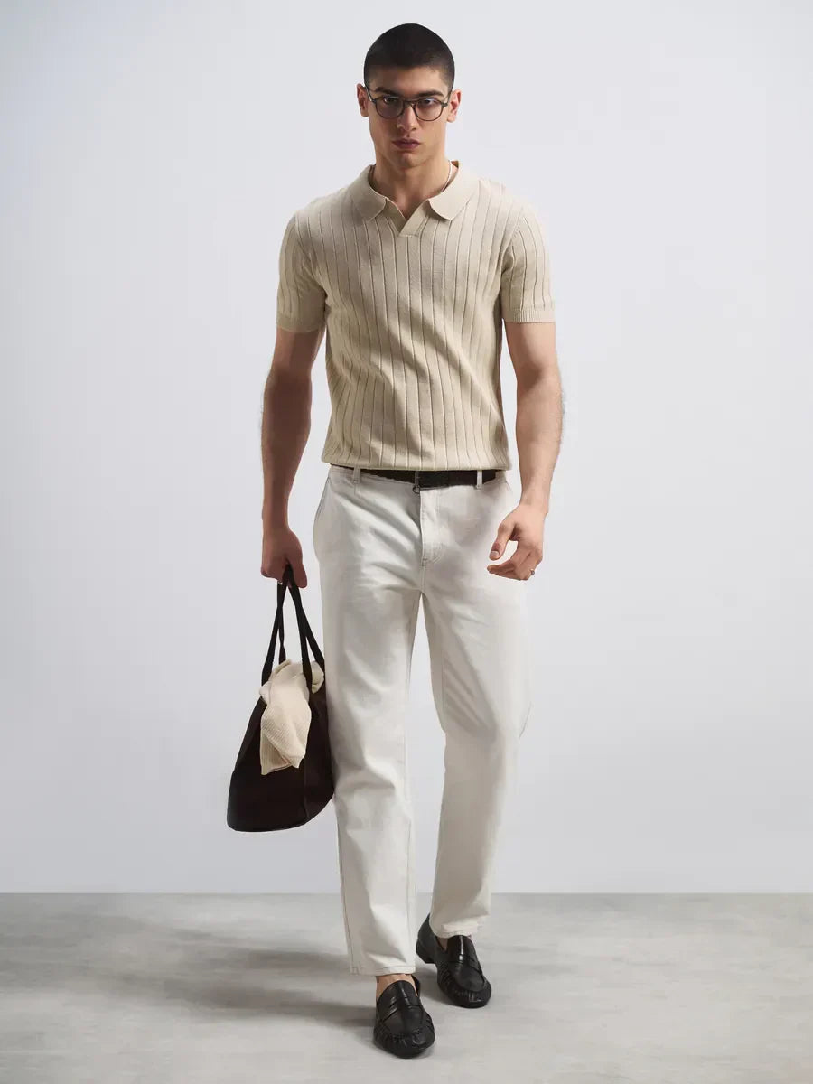Jesolice Herren Rippstrick Polohemd – Stilvolles leichtes Baumwollmischung Kurzarmoberteil für legere und schicke Outfits Elegantes — Image 3