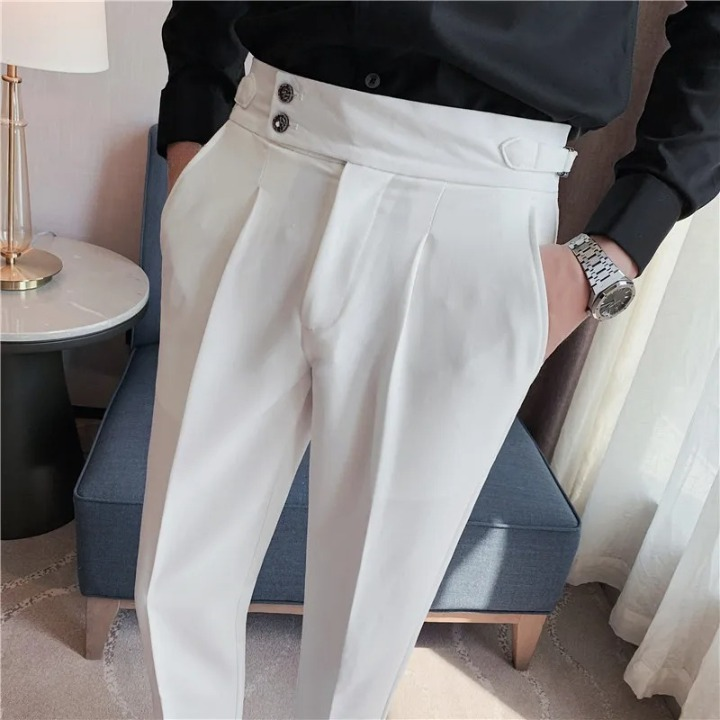Jesolice Herren Slim Fit Plissee-Hose – Elegante Hochbund Business Casual Hose mit verstellbarem Bund stilvoll — Image 2