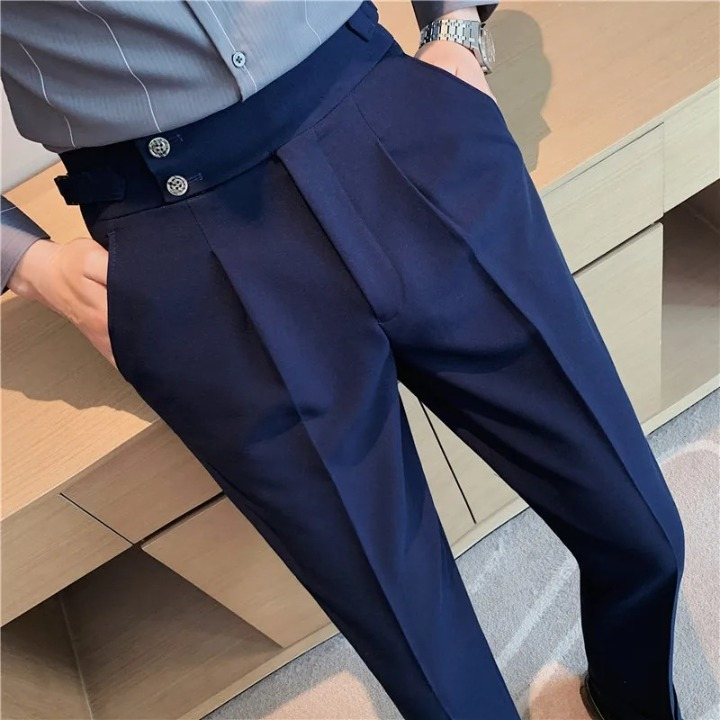 Jesolice Herren Slim Fit Plissee-Hose – Elegante Hochbund Business Casual Hose mit verstellbarem Bund stilvoll — Image 3