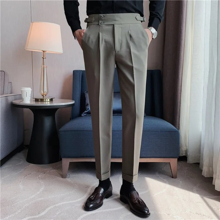 Jesolice Herren Slim Fit Plissee-Hose – Elegante Hochbund Business Casual Hose mit verstellbarem Bund stilvoll — Image 4