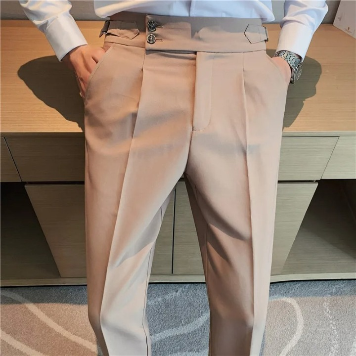 Jesolice Herren Slim Fit Plissee-Hose – Elegante Hochbund Business Casual Hose mit verstellbarem Bund stilvoll — Image 5
