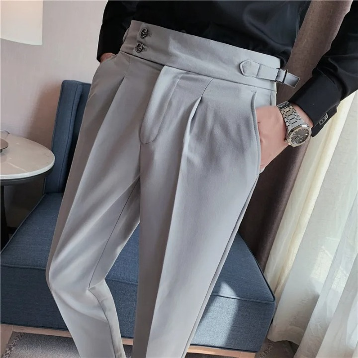Jesolice Herren Slim Fit Plissee-Hose – Elegante Hochbund Business Casual Hose mit verstellbarem Bund stilvoll — Image 7