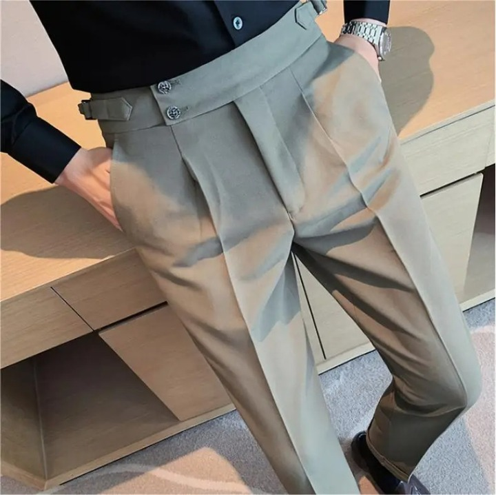 Jesolice Herren Slim Fit Plissee-Hose – Elegante Hochbund Business Casual Hose mit verstellbarem Bund stilvoll — Image 8