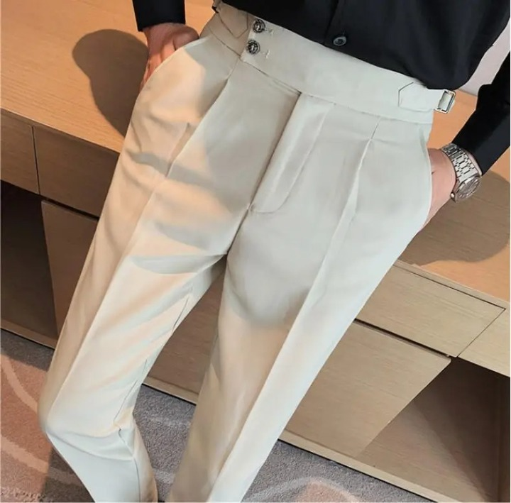 Jesolice Herren Slim Fit Plissee-Hose – Elegante Hochbund Business Casual Hose mit verstellbarem Bund stilvoll — Image 9