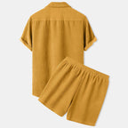 Jesolice Herren Waffelstrick Lounge Set – Weiches Atmungsaktives Baumwollmischung Kurzarmhemd und Elastischer Bund Shorts für Entspannten Komfort Stilvoll — Image 6