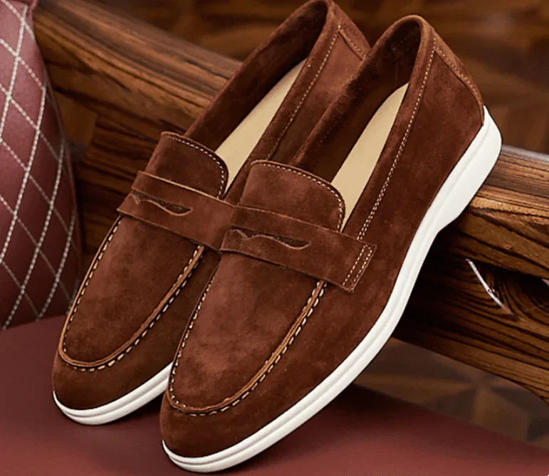 Jesolice Herren Wildleder Penny Loafers – Klassische Slipper mit Bequemer Gummisohle für Business Casual Elegant — Image 2