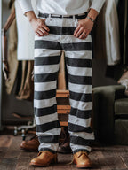 Jesolice Vintage Hose | Breite Gestreifte Canvas Baumwolle, Strapazierfähig und Stilvoll 16 oz. — Main Image