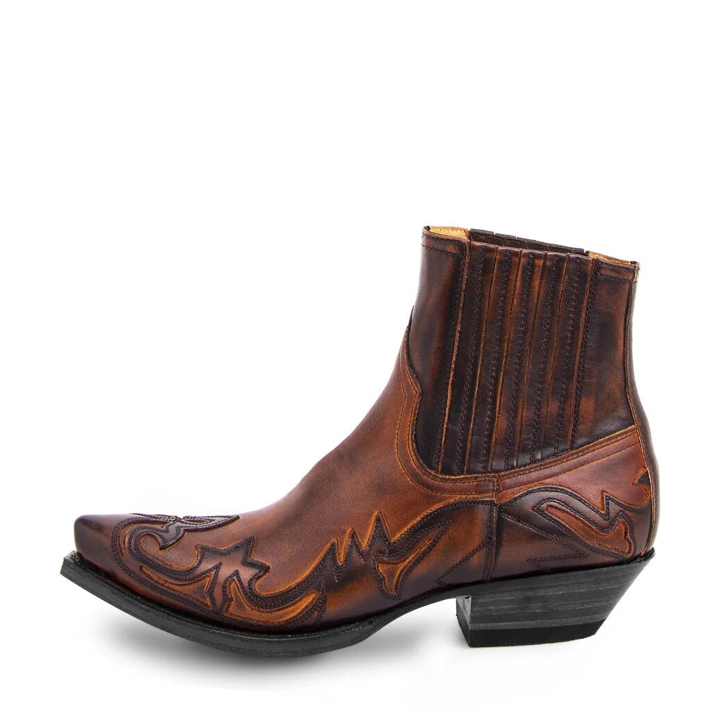 Jesolice Western Leder Stiefeletten - Schwarz & Braun, Cowboy Stil, Herren Größen, Elegant — Image 4