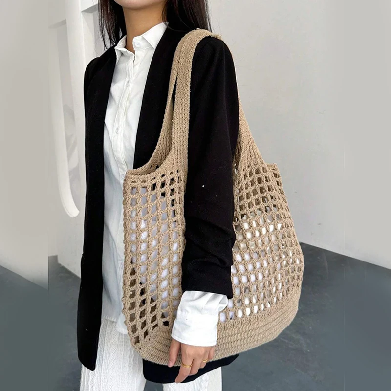 Lunara Netz Einkaufstasche in Beige — Image 11