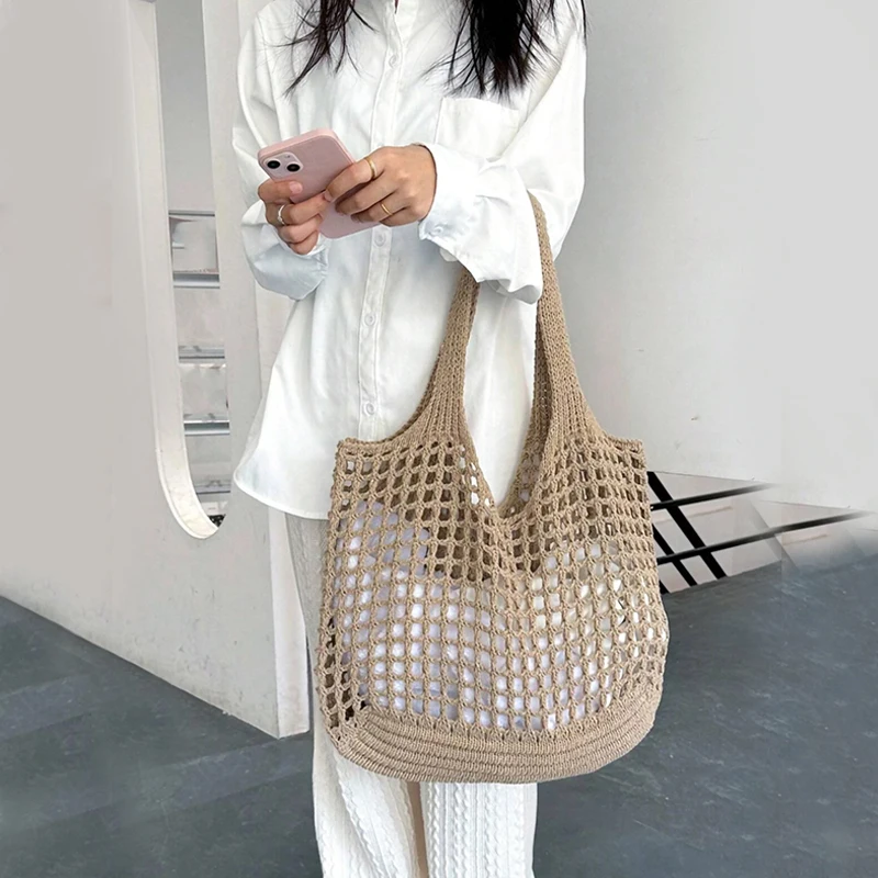 Lunara Netz Einkaufstasche in Beige — Image 12