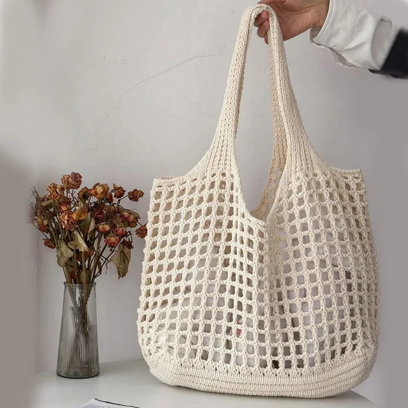 Lunara Netz Einkaufstasche in Beige — Image 6