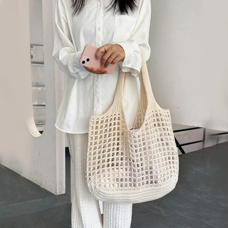 Lunara Netz Einkaufstasche in Beige — Image 8