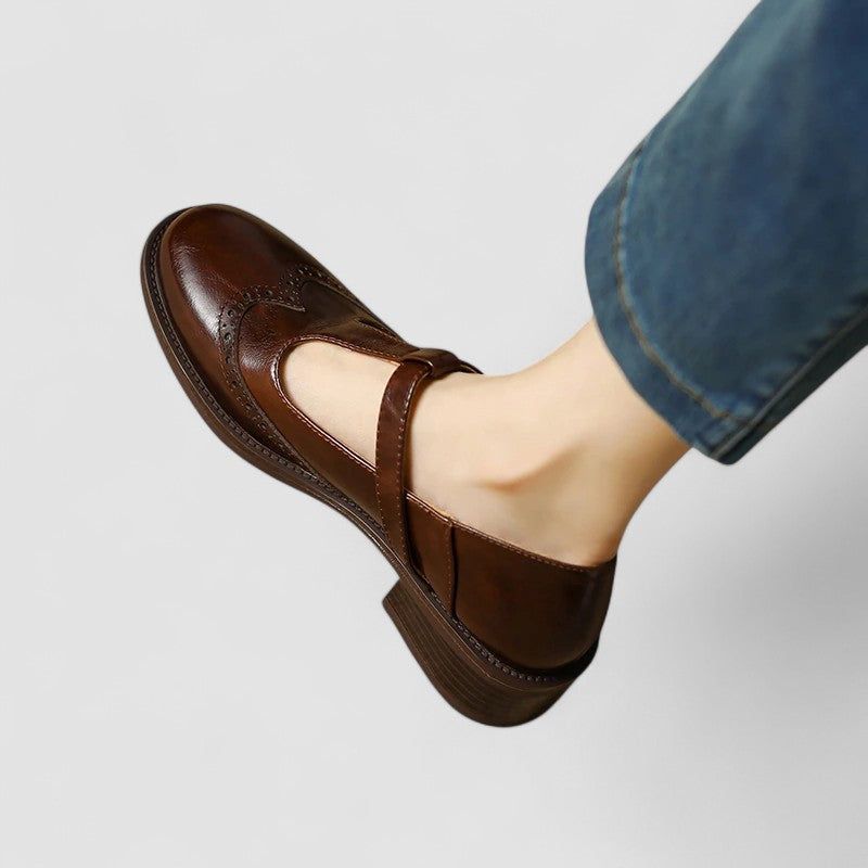 Lunara Damen T-Riemen Schuhe in Schwarz, Braun, Beige — Image 10