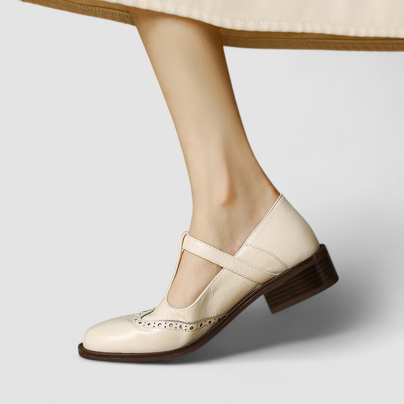 Lunara Damen T-Riemen Schuhe in Schwarz, Braun, Beige — Image 4