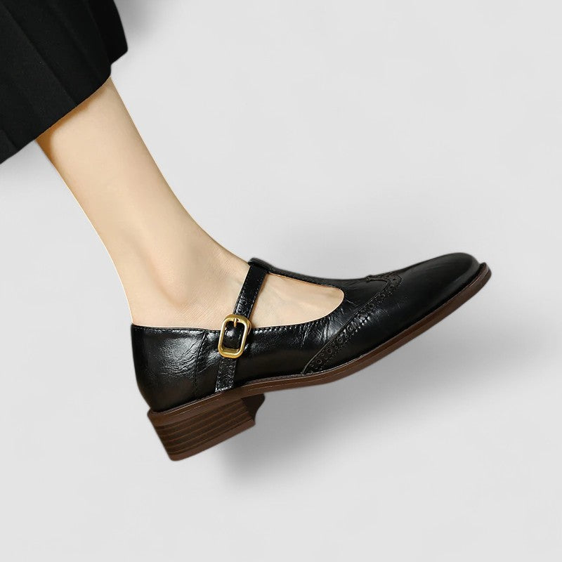 Lunara Damen T-Riemen Schuhe in Schwarz, Braun, Beige — Image 7