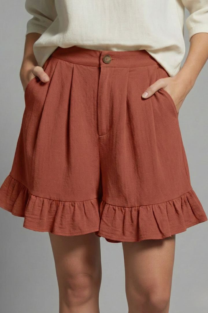 Marke Damen Shorts mit Rüschen Saum in Beige — Image 15