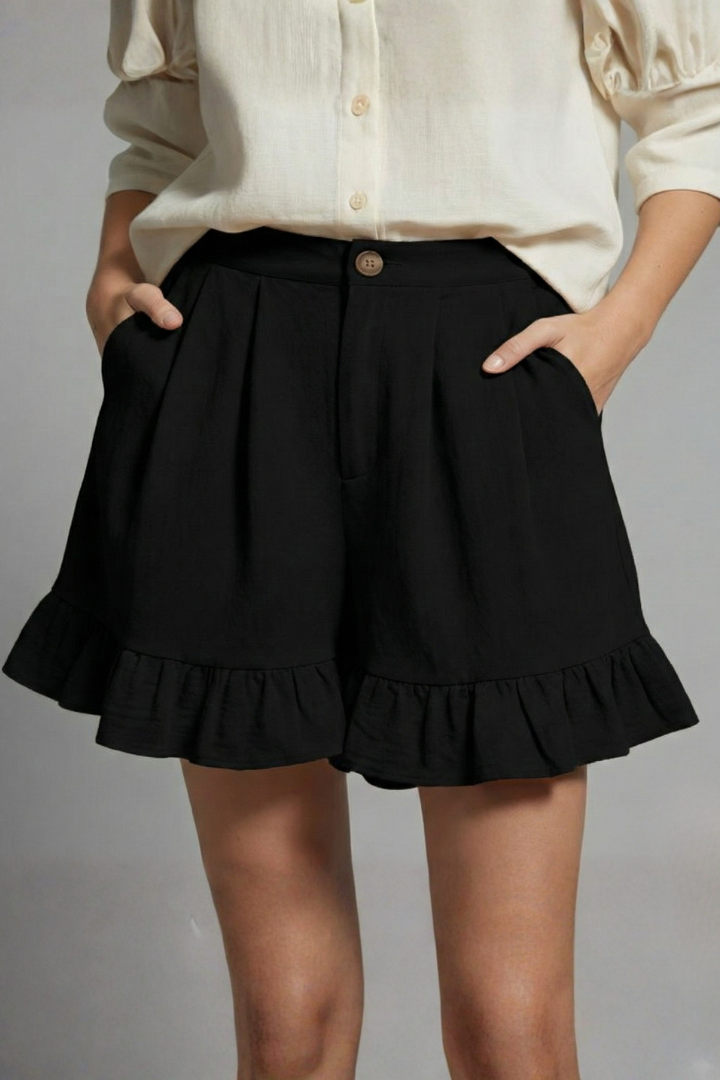 Marke Damen Shorts mit Rüschen Saum in Beige — Image 8
