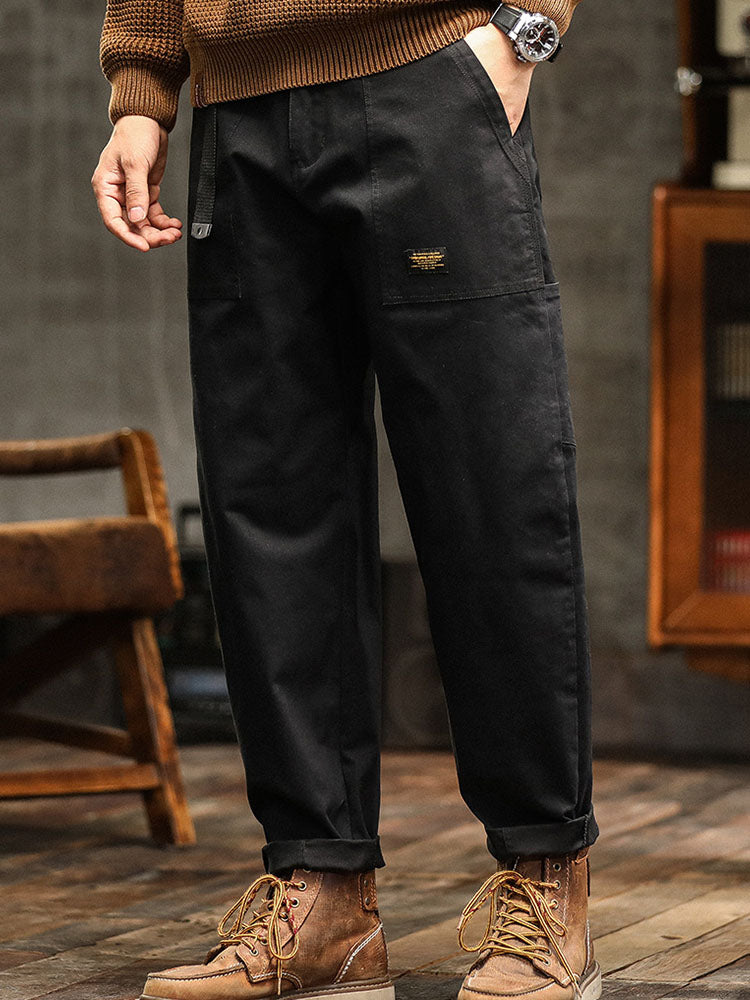 Maverick Herren Cargo-Hose | 97% Baumwollmischung, Vintage-inspiriert Schwarz, Bequem — Image 3