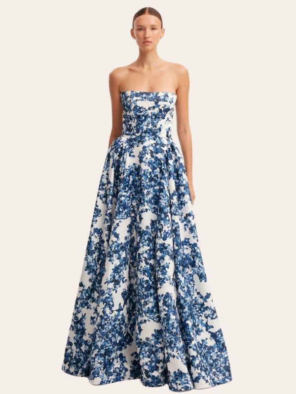 Luxus Ballkleid Trägerlos Floral Elegant Design — Main Image