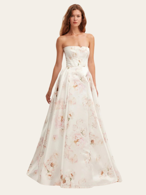 Luxus Ballkleid Trägerlos Floral Elegant Design — Image 2