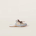 530 SL Mules aus gebleichtem Leder in Himmelblau Travertin Grau