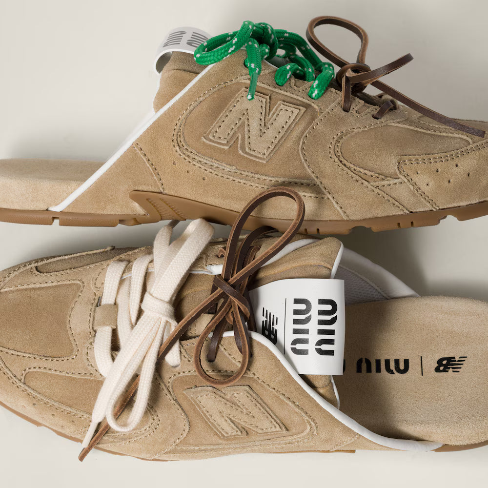 530 SL Mules aus gebleichtem Wildleder mit Gummisohle in Ecru. 4